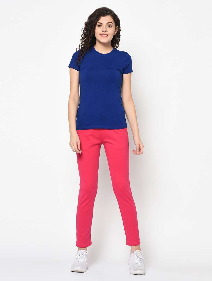 Mid Rise Solid Block Track Pant