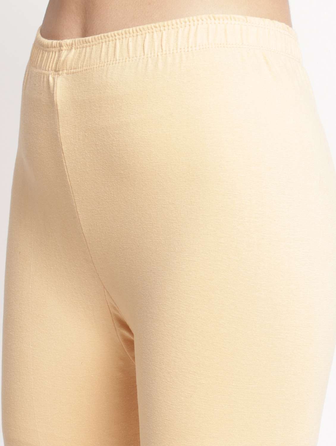 Beige Solid Leggings Capri