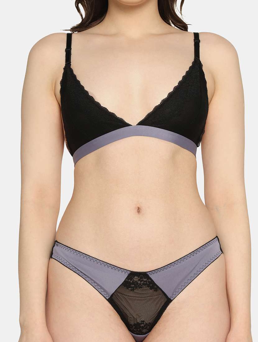 Buy online Black Lace Bras And Panty Set from lingerie for Women by Da Intimo for ₹799 at 38