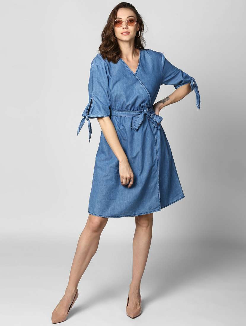 Women's Wrap Solid Dress