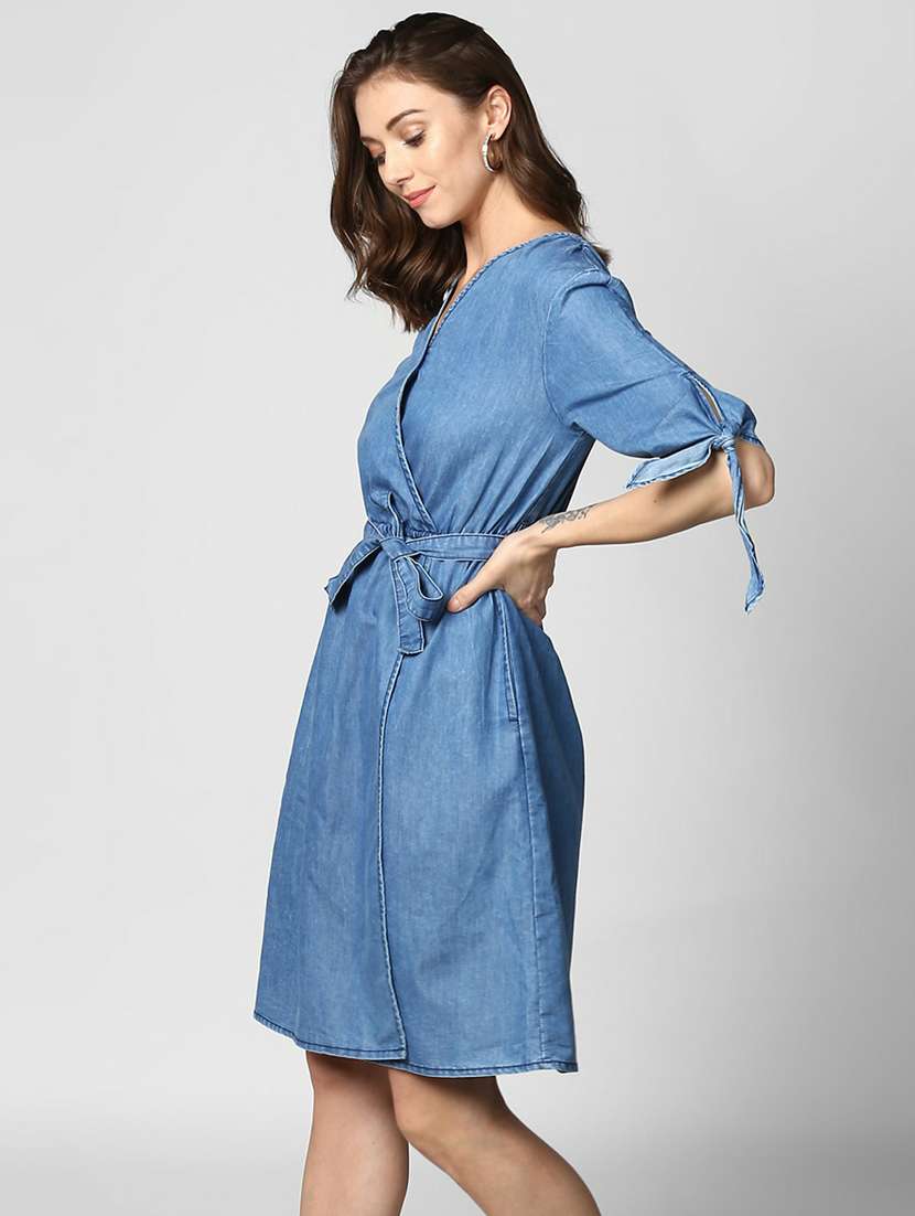 Women's Wrap Solid Dress
