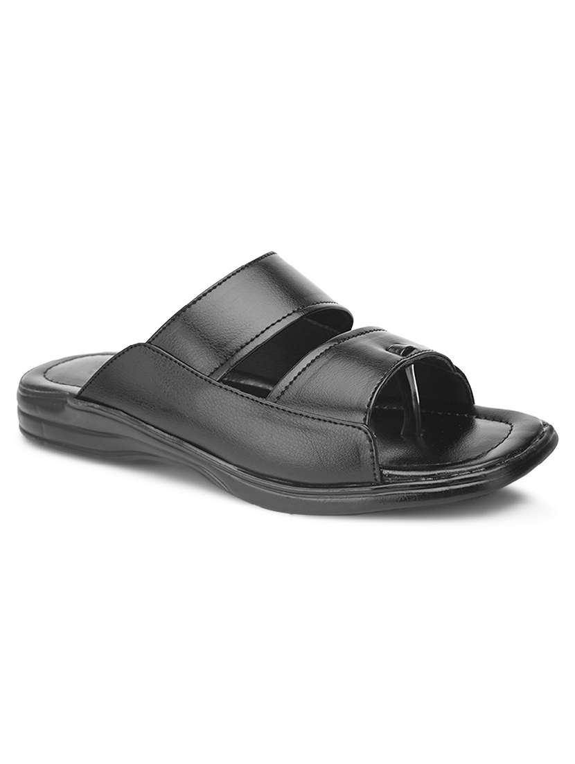 Buy online Black Synthetic Slip On Sandals from Sandals and Floaters