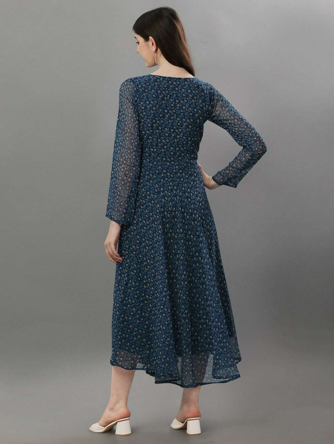 Women's Fit & Flare Self Design Dress