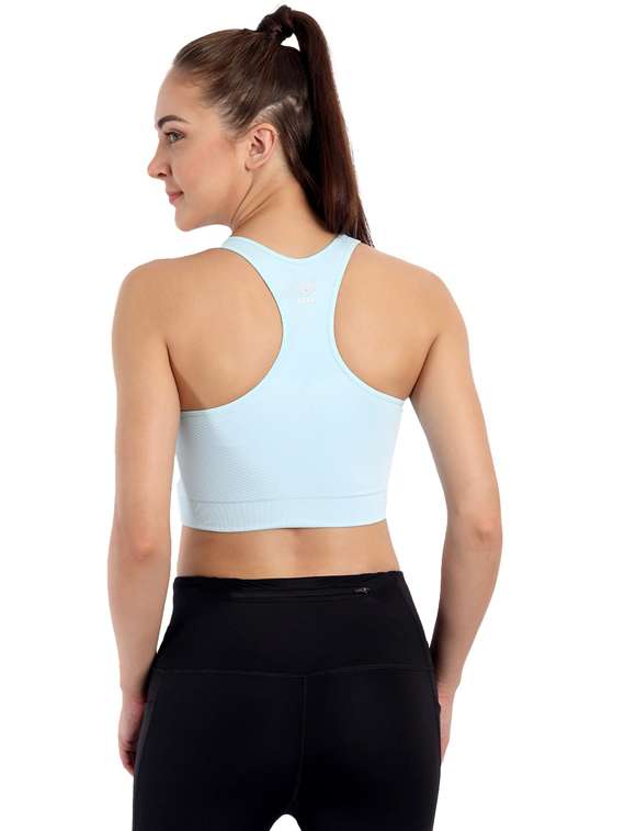 Blue Nylon Sports Bra