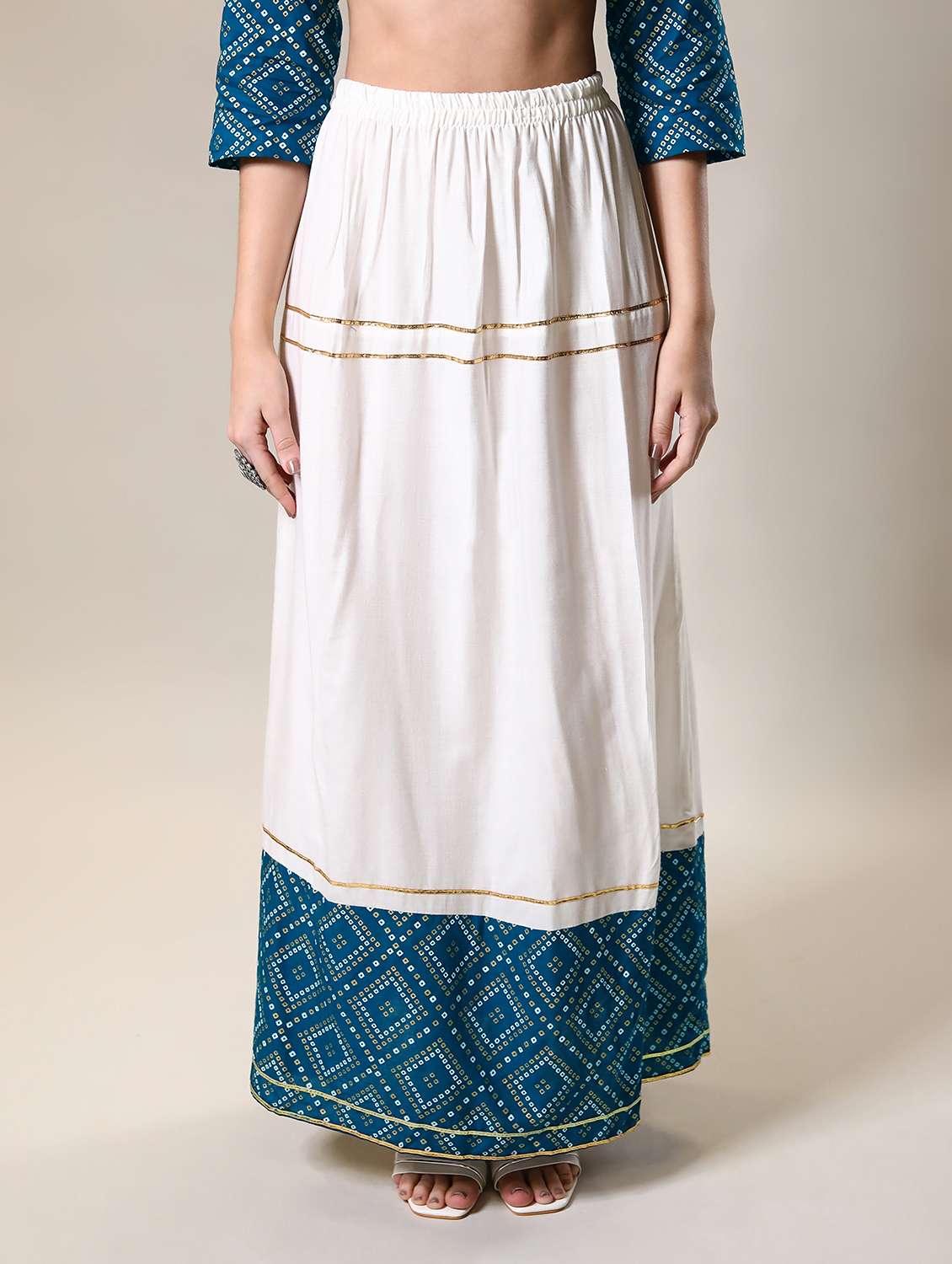 Buy online Bandhani Printed Kurta Skirt Set from ethnic wear for Women