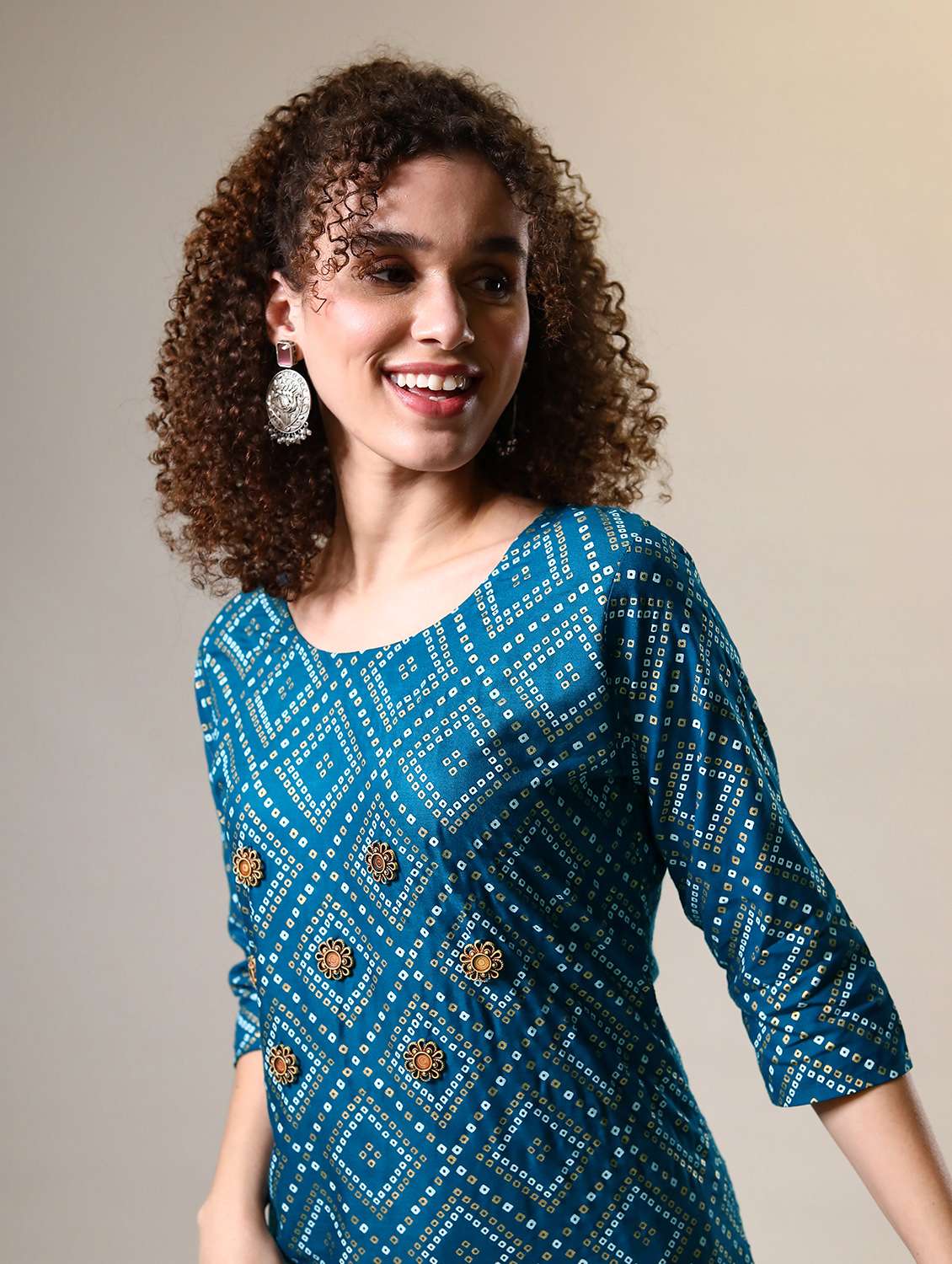 Buy online Bandhani Printed Kurta Skirt Set from ethnic wear for Women