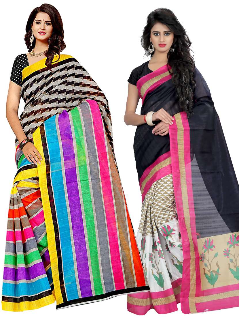 Buy online Pack Of 2 Printed Sarees With Blouse from ethnic wear for