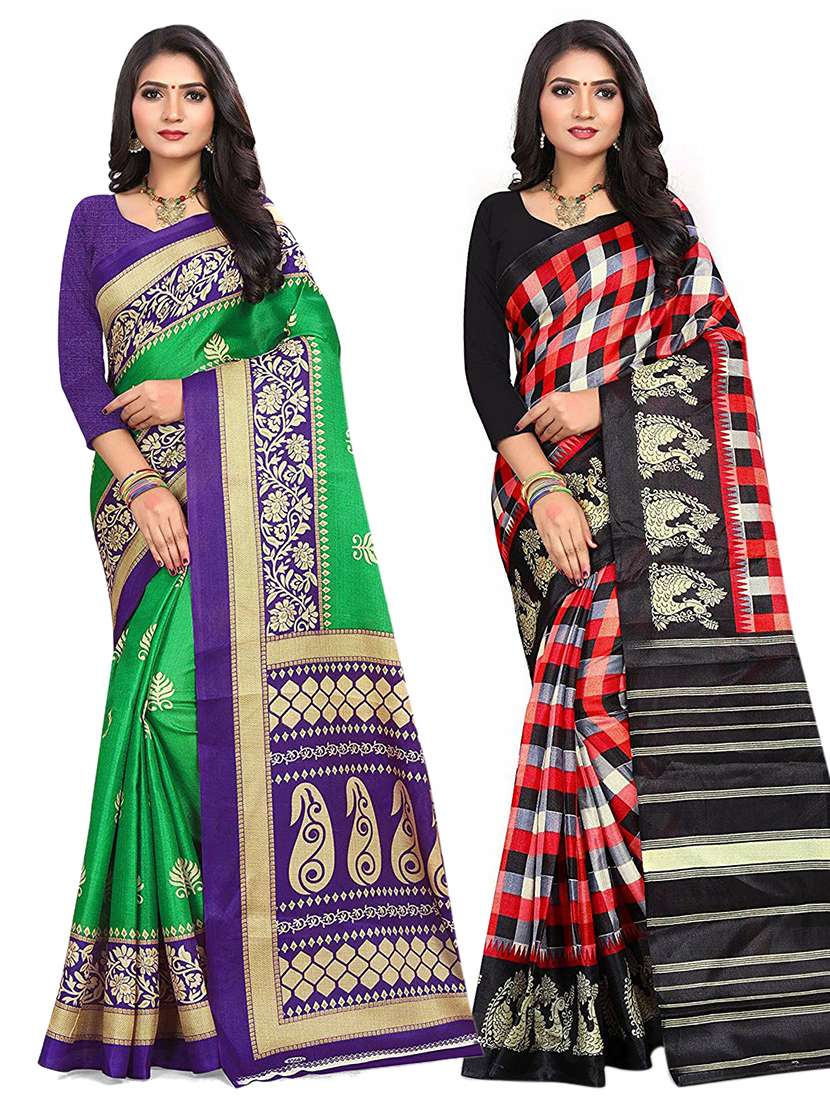 Buy online Pack Of 2 Printed Sarees With Blouse from ethnic wear for