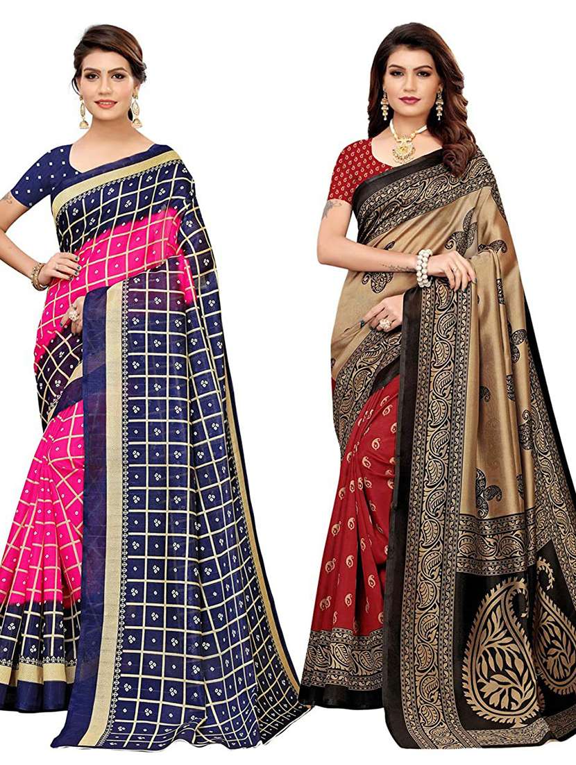 Buy online Pack Of 2 Printed Sarees With Blouse from ethnic wear for
