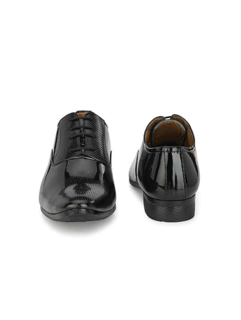 Black Patent Leather Laceup Oxfords