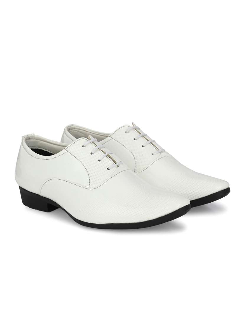 White Patent Leather Laceup Oxfords