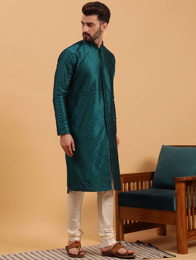 Men Self Design Kurta Churidar Ethnic Wear Set