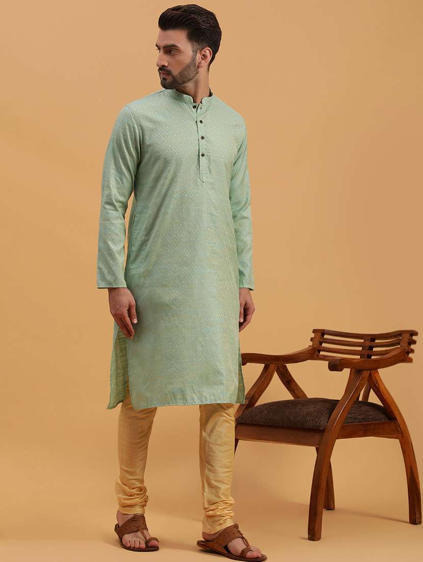 Men Self Design Kurta Churidar Ethnic Wear Set
