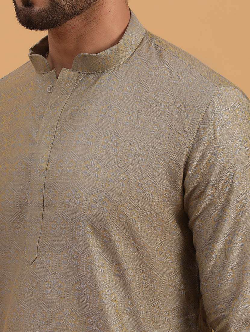 Men Self Design Kurta Churidar Ethnic Wear Set