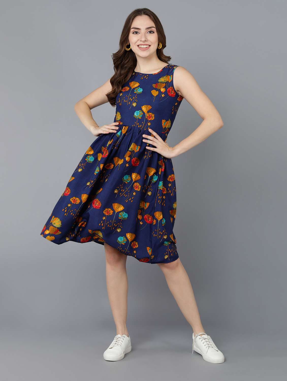 Buy online Women's Fit & Flare Floral Dress from western wear for Women