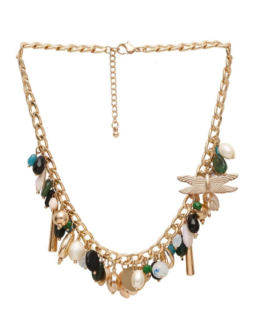 Multi Colored Metal Short Necklace