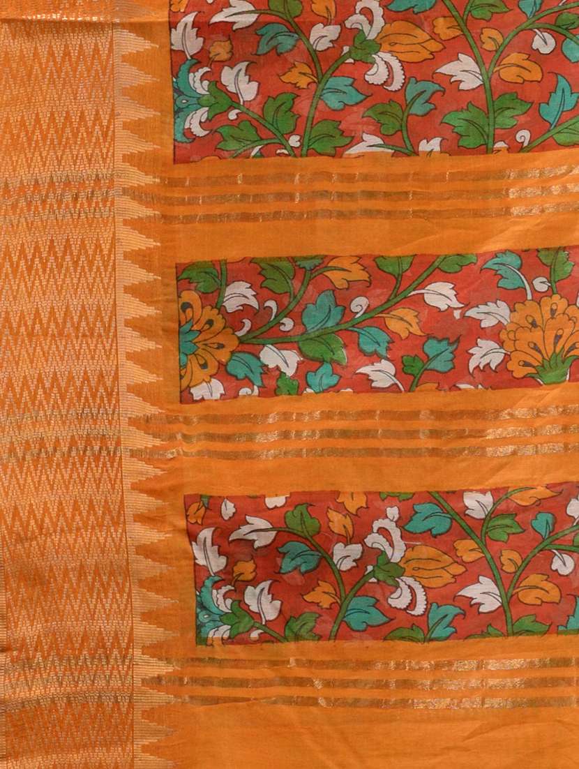 Women's Floral Red Colored Saree With Blouse