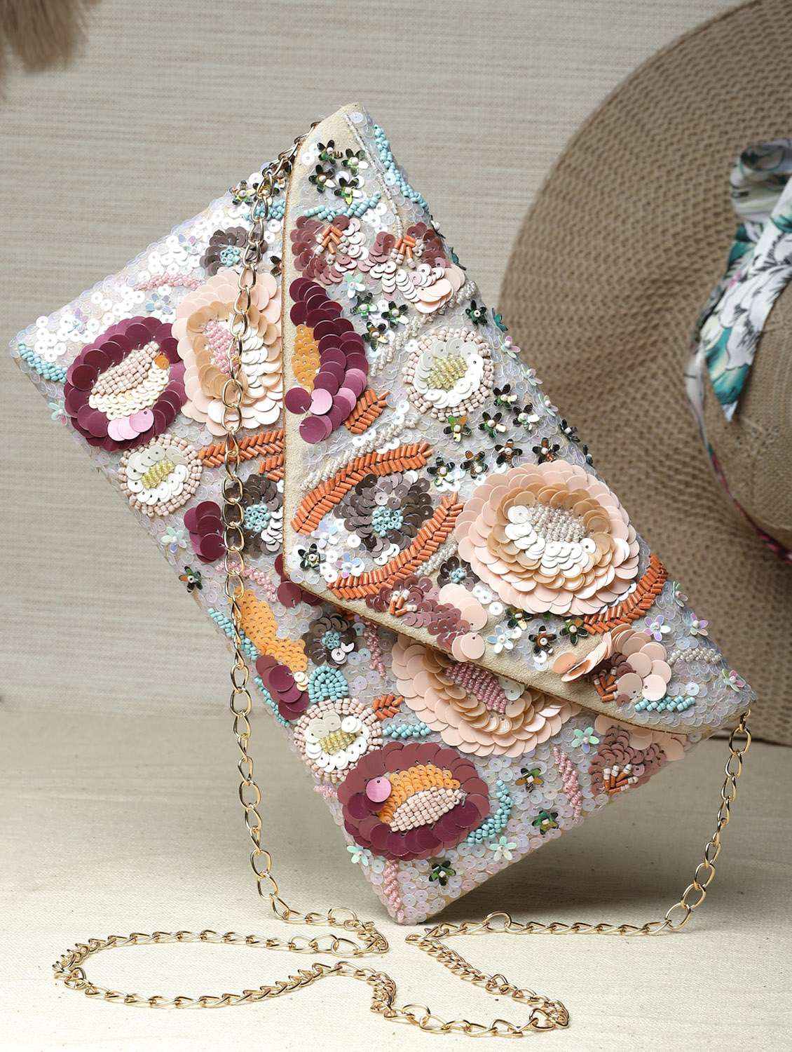 Cream Suede Sling Bag
