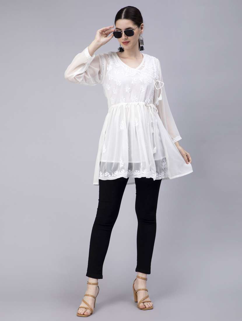 Chikankari Georgette Short Kurti