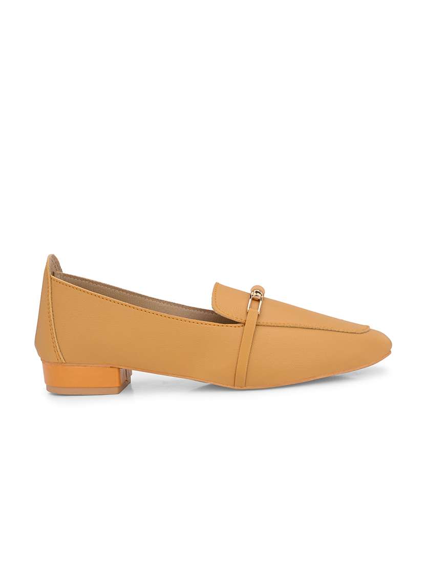 Yellow Synthetic Slip On Loafers