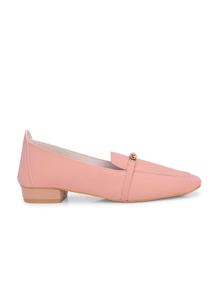 Pink Synthetic Slip On Loafers