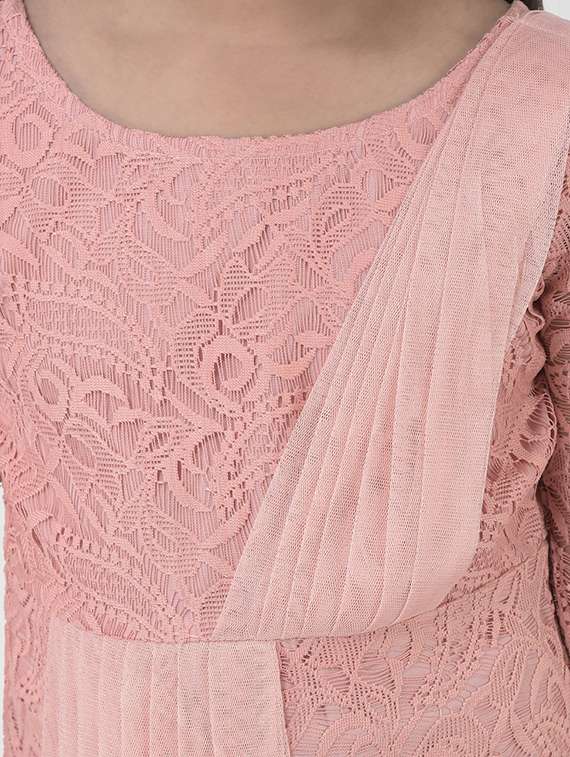 Girls Round Neck Long Sleeves Frock