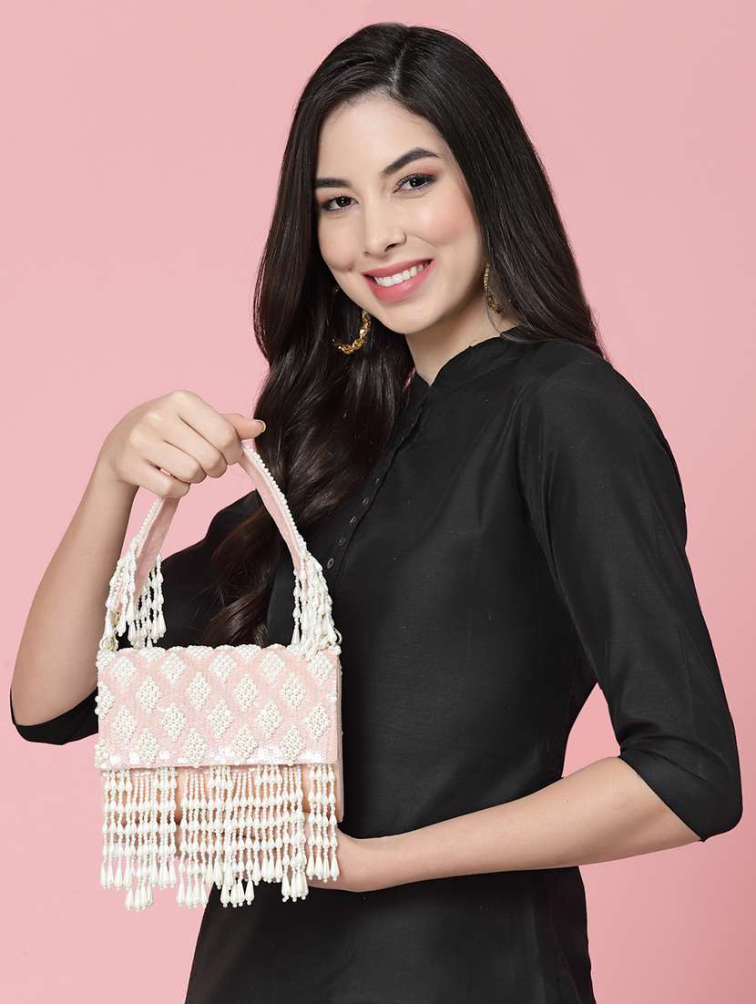Pink Velvet Fold Over Clutch