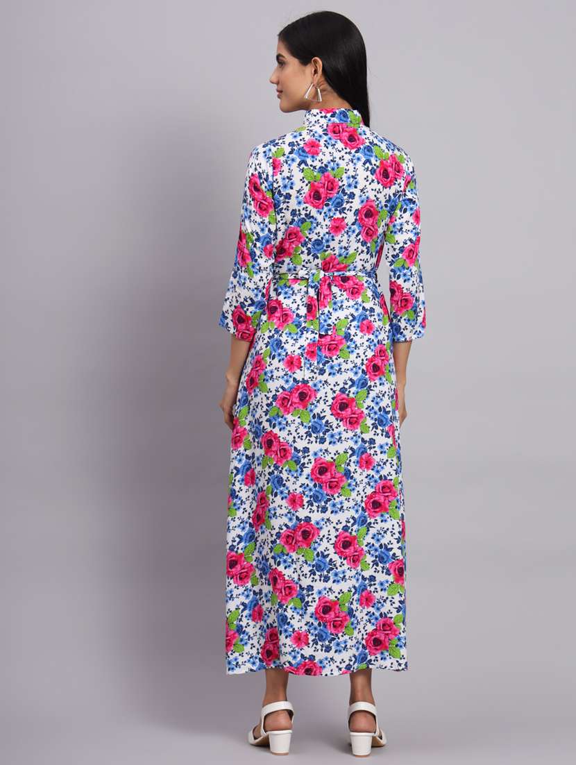 Floral Printed Fit & Flared Ethnic Dress
