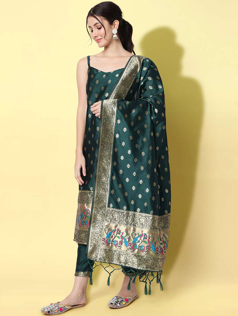 Self Design Kurta Pant Set With Dupatta  