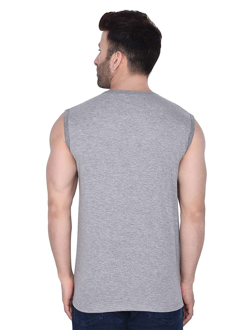Round Neck Solid Sleeveless Regular T Shirt