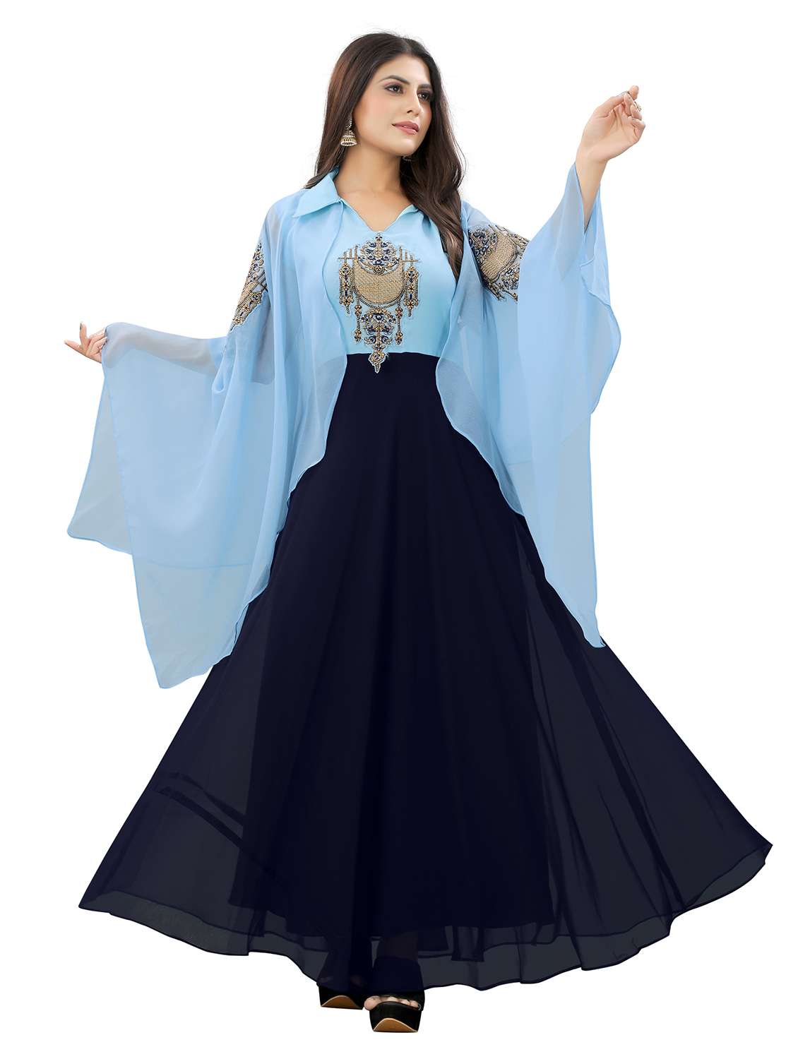 Buy online Applique Work Fit & Flare Ethnic Gown from ethnic wear for