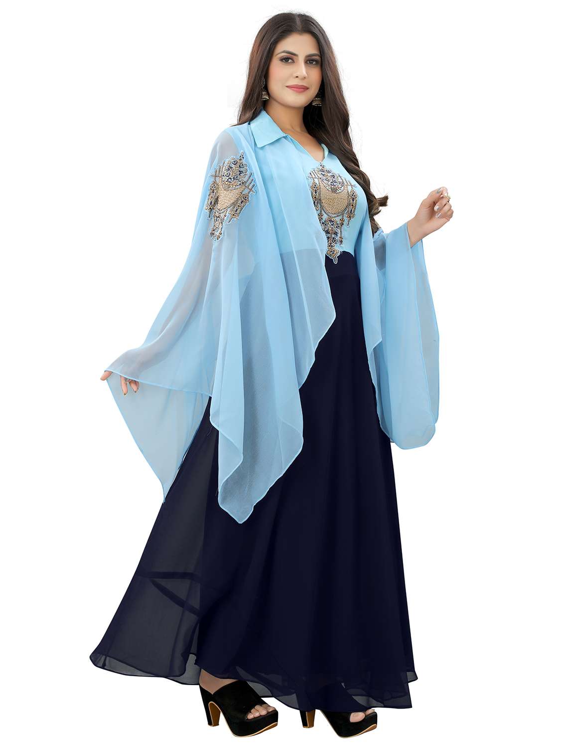 Buy online Applique Work Fit & Flare Ethnic Gown from ethnic wear for