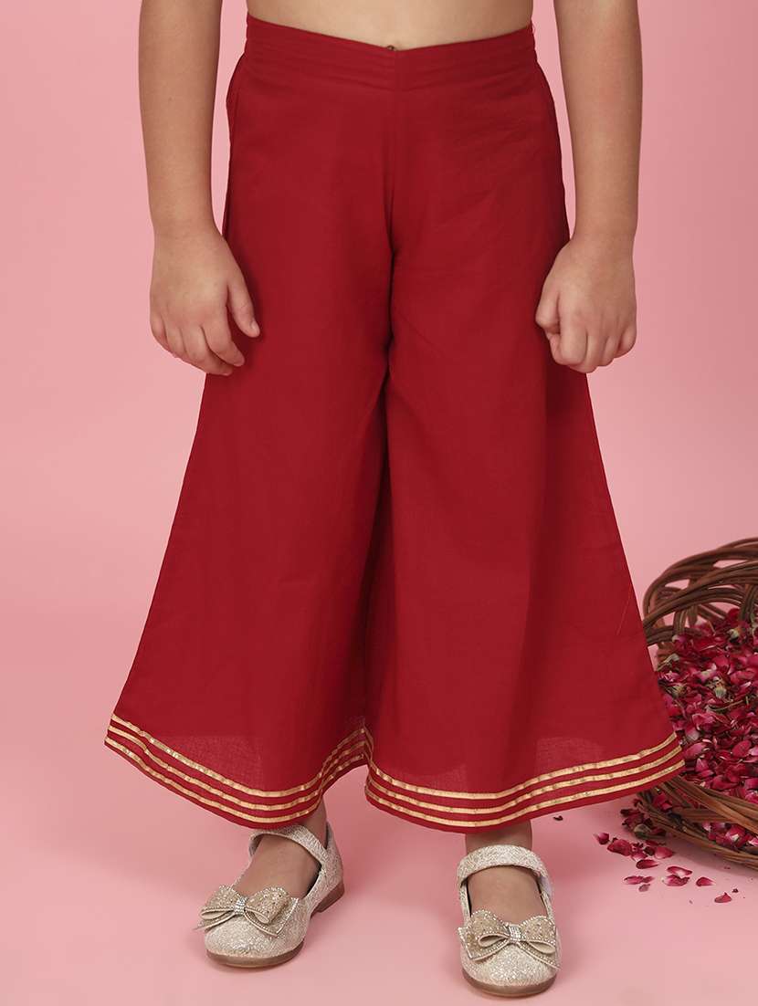 Red Bandhani Print Kurta Palazzo Set