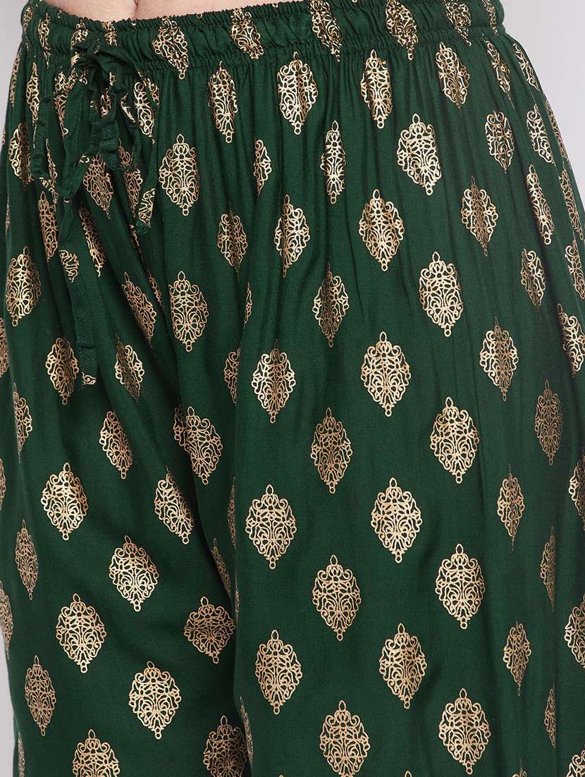 Green Foil Print Palazzo