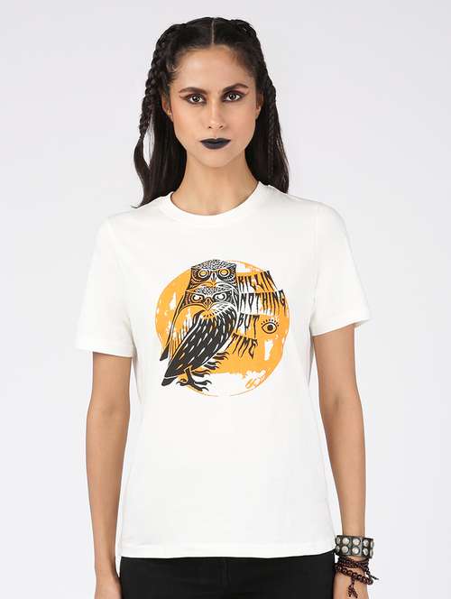 Women's Chest Print Crew Neck T Shirt