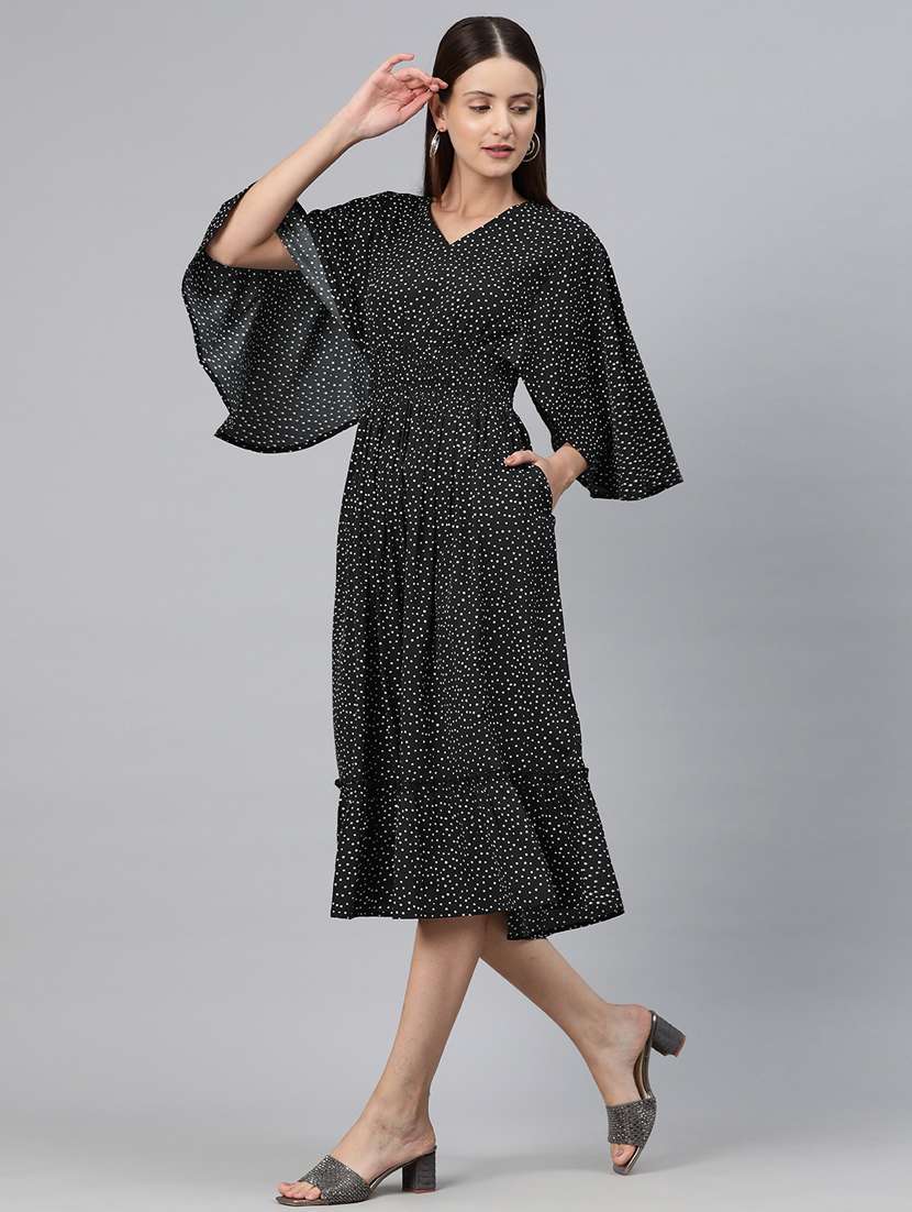 Black Polka Dots Fit & Flare Dress