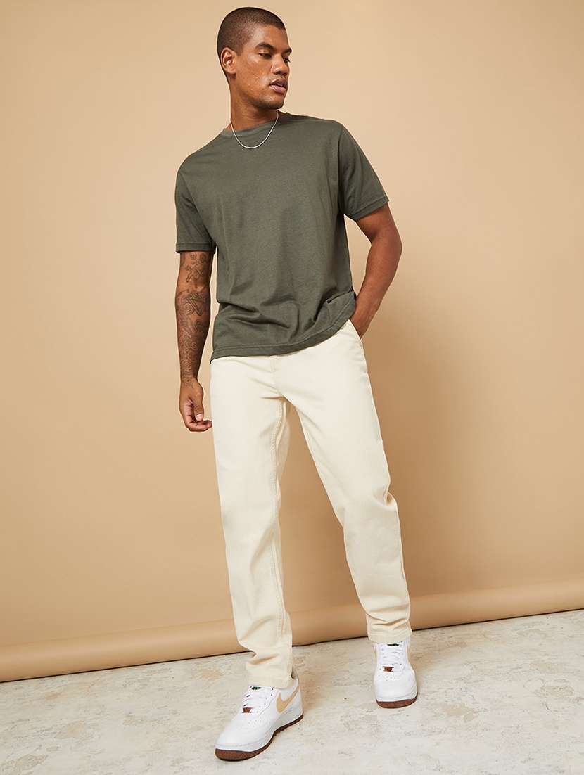 Mens Relaxed Fit Plain Jeans