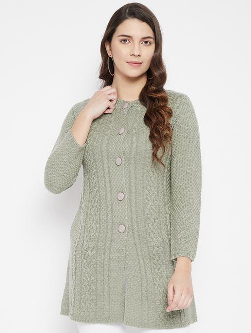 women green wool blend cardigan - 20507043 -  Standard Image - 0