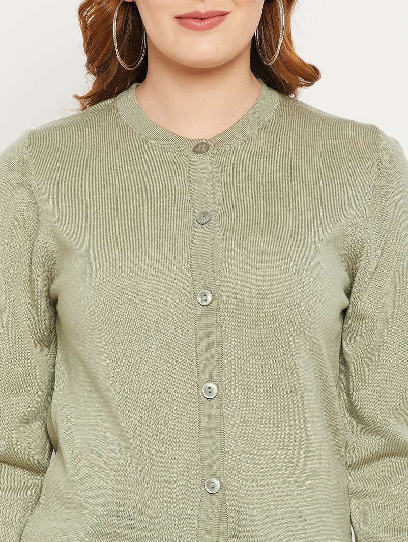 Neo Mint Solid Woolen Cardigan