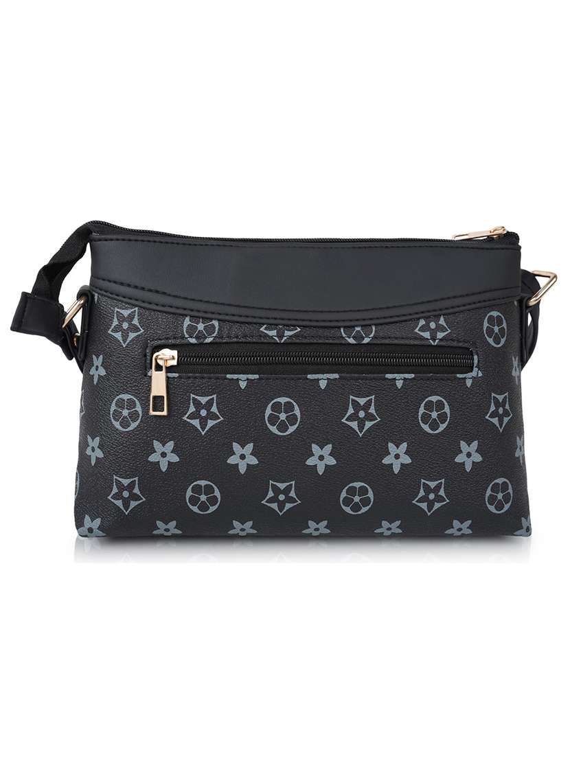 Women Black Leatherette Sling Bag