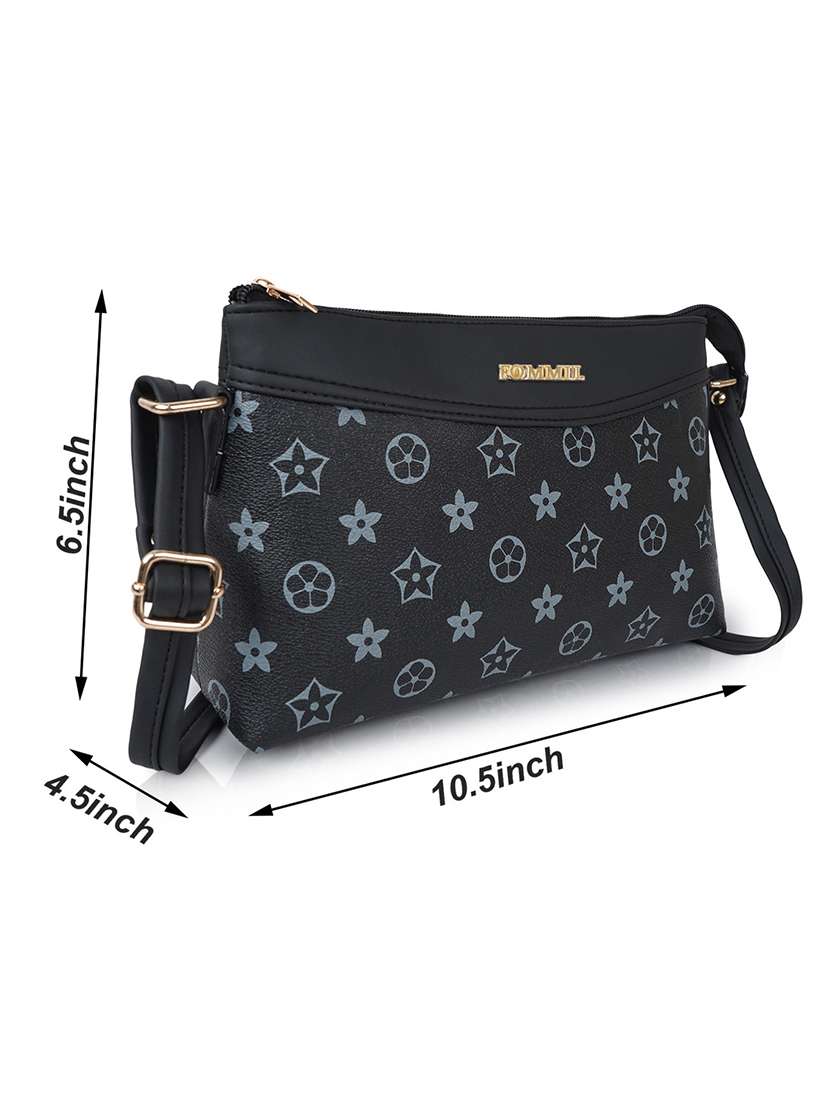 Women Black Leatherette Sling Bag