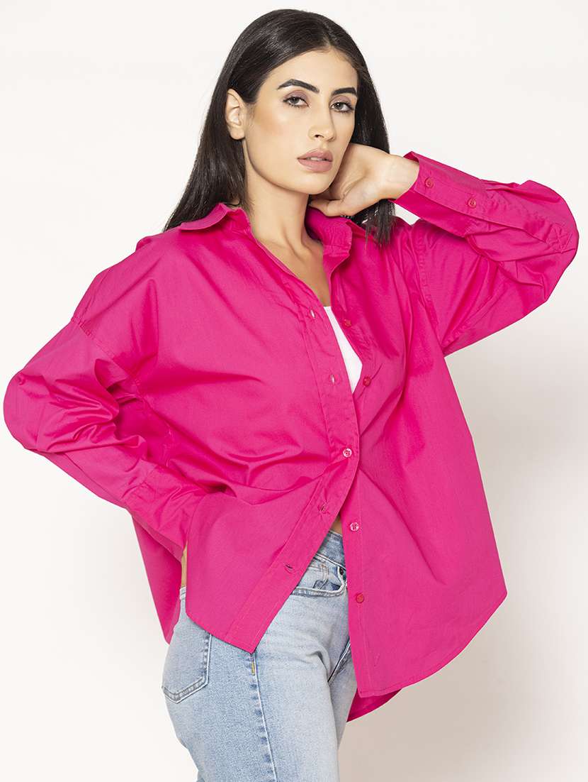 Women Solid Oversized Shirt