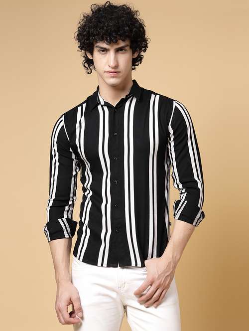 Men Striped Rayon Casual Shirt