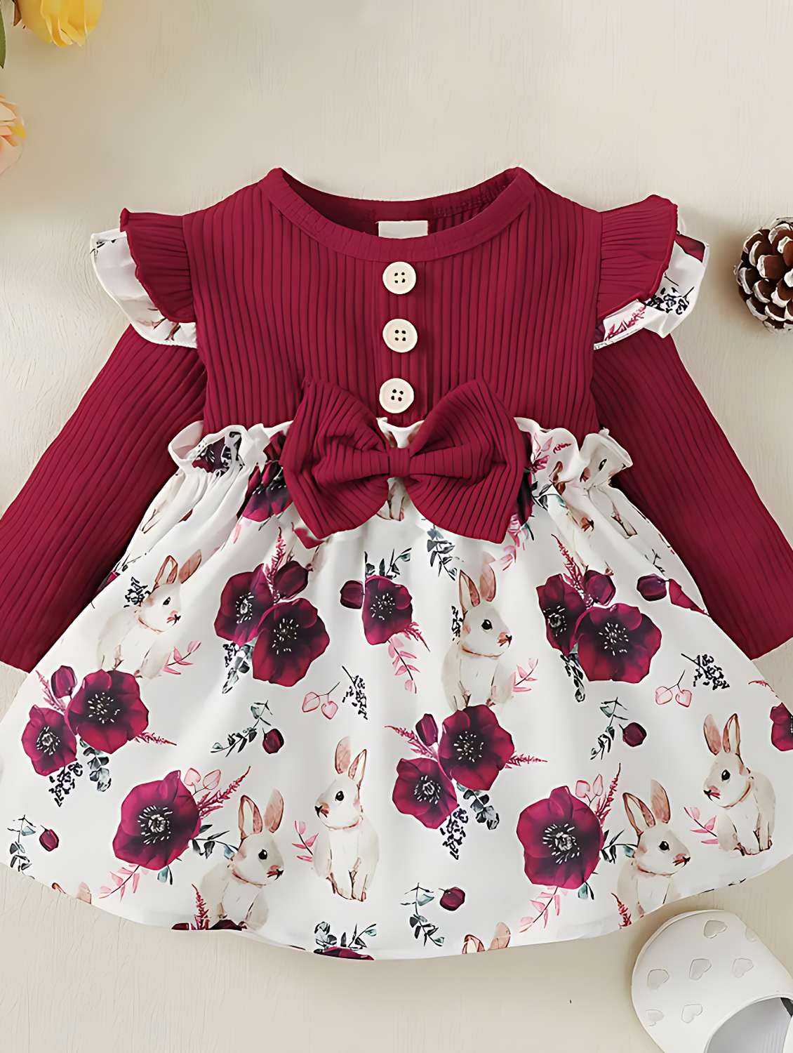 Girls Floral Print Lycra Frock