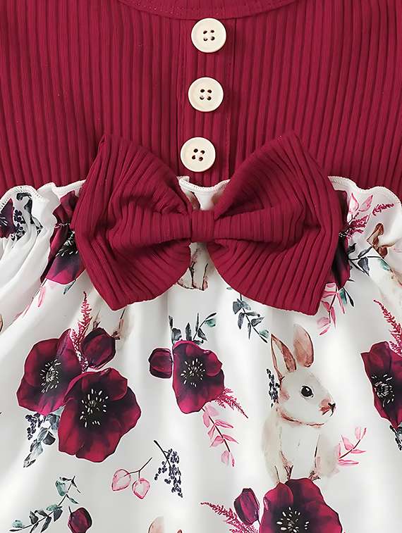 Girls Floral Print Lycra Frock