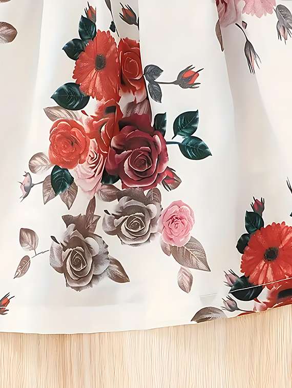 Girls Floral Print Lycra Frock