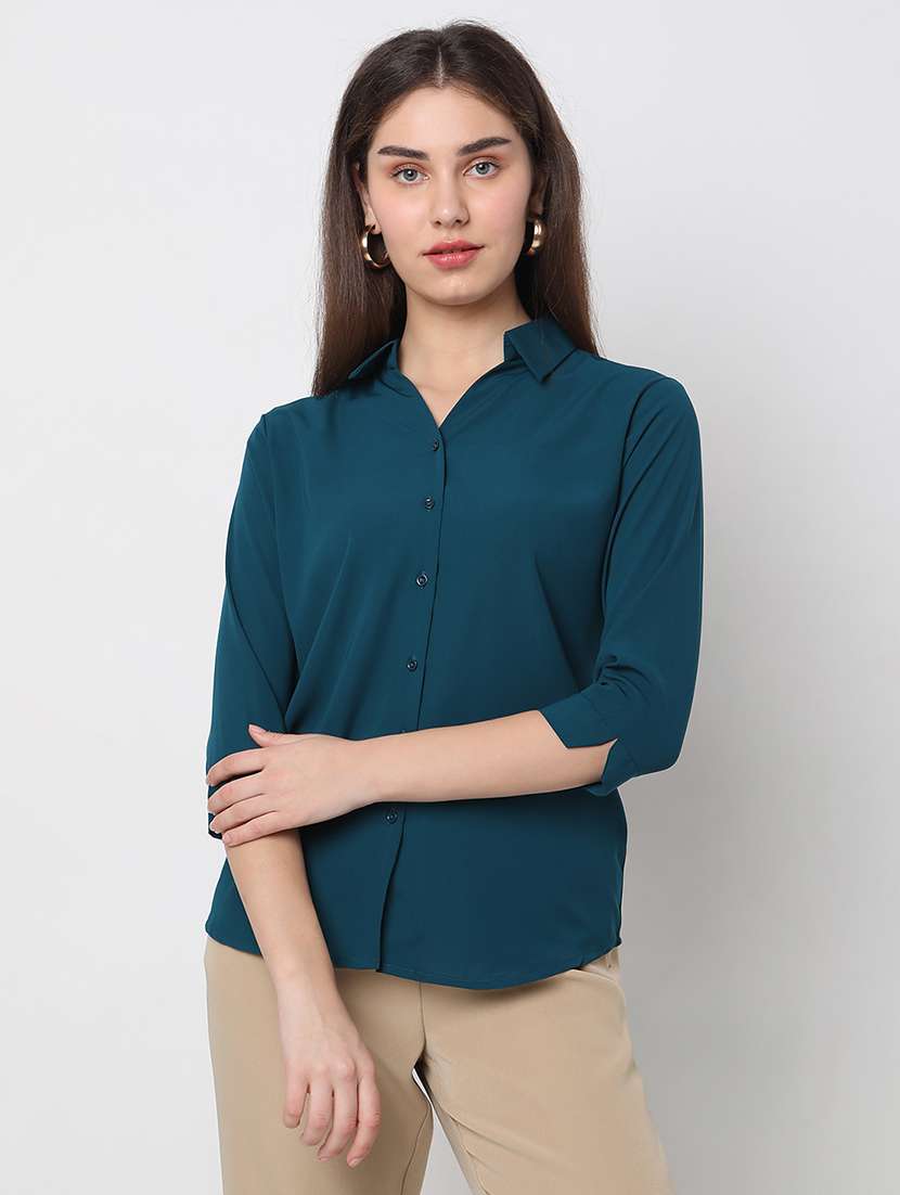 Teal Cotton Formal Shirt