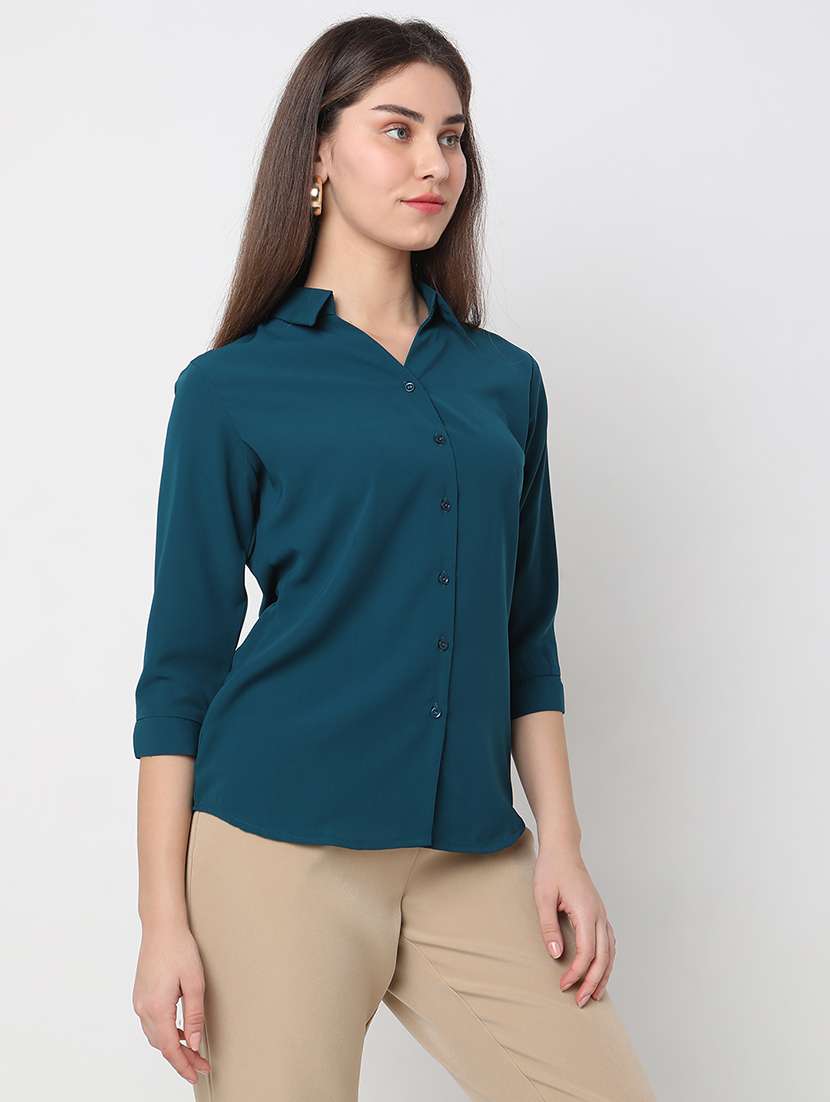 Teal Cotton Formal Shirt