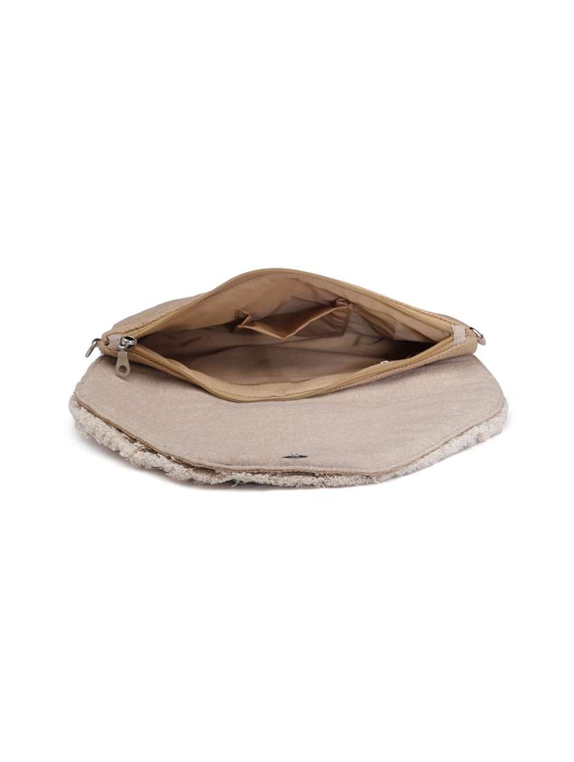 Beige Embellished Sling Bag