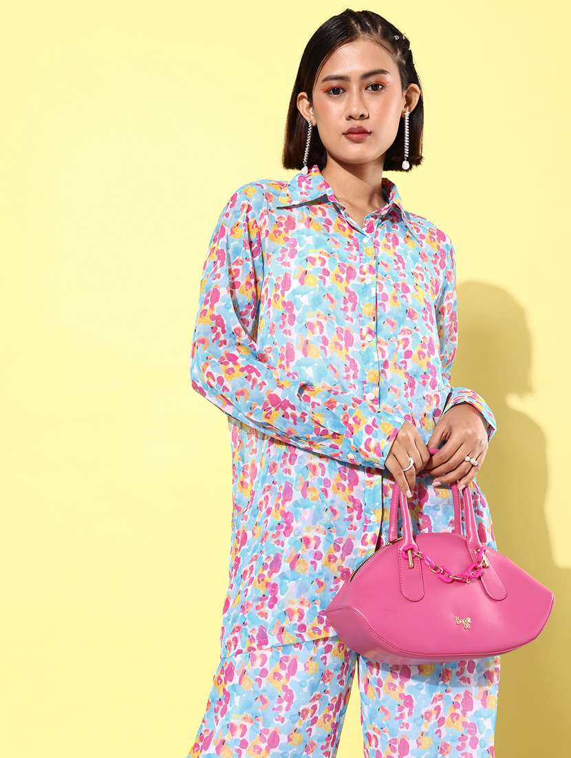 Women Multicolored Printed Shirt & Trouser Co Ord Set